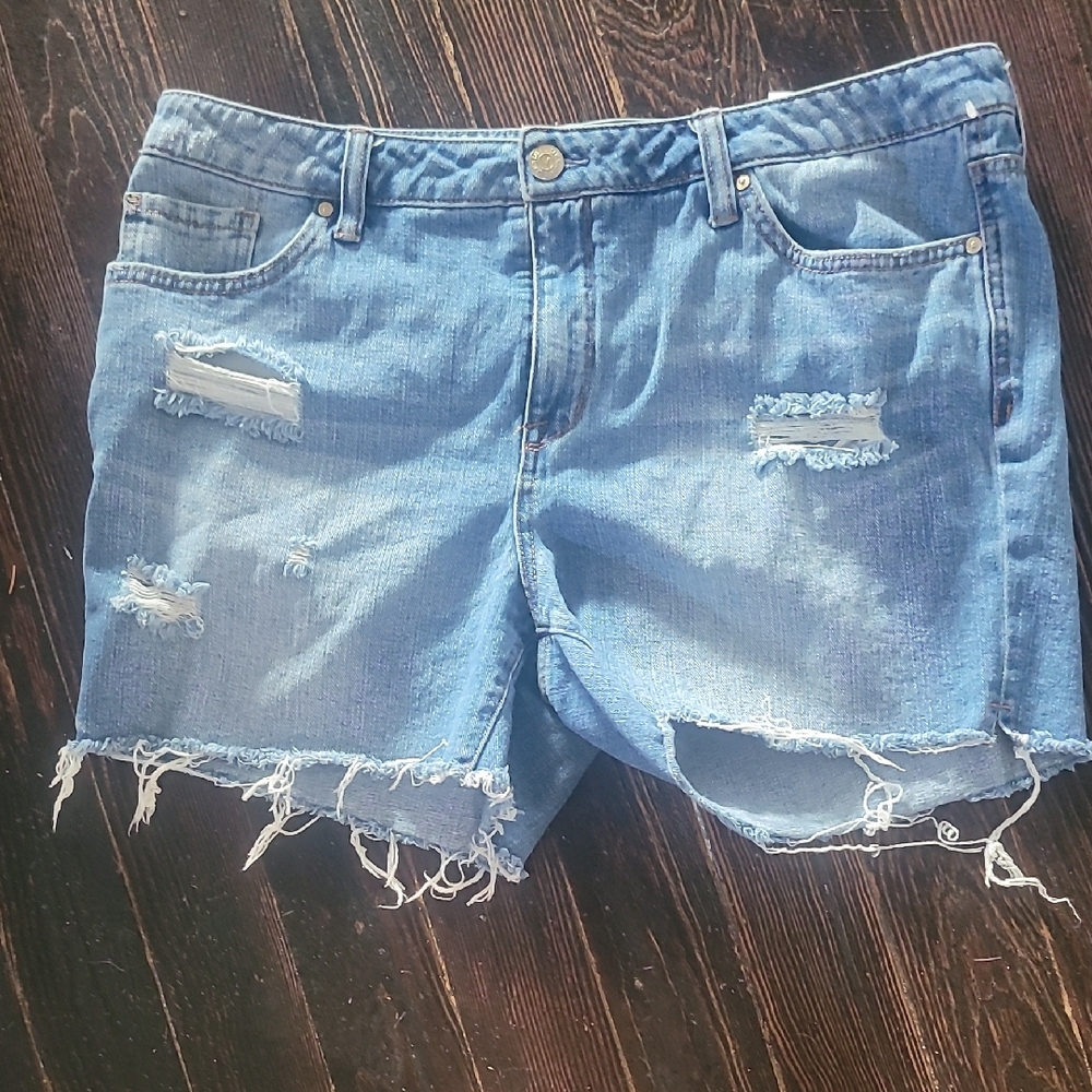 Seven7 Light Blue Ripped Jean Shorts